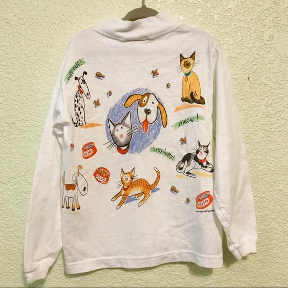 Vintage kids t shirt long sleeve dogs cats 1999 - Picture 2 of 10